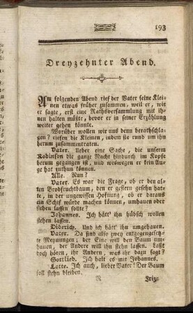 Dreyzehnter Abend. - Vierzehnter Abend.