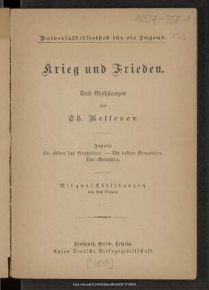 Krieg und Frieden : drei Erzählungen