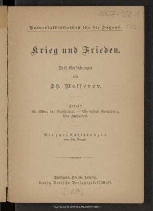Krieg und Frieden : drei Erzählungen
