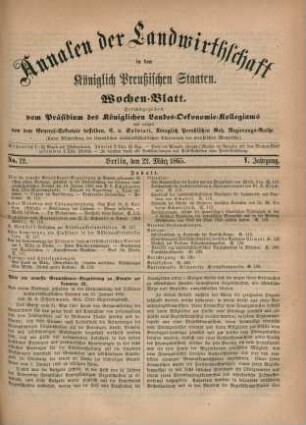 No. 12. Berlin, den 22. März 1865. V. Jahrgang.