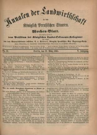 No. 12. Berlin, den 22. März 1865. V. Jahrgang.