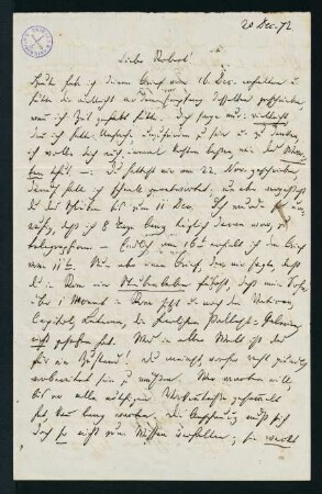 Brief vom 20. Dec. 1872