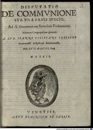Disputatio de communione sub una panis specie