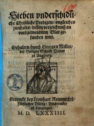 Sieben vnderschidliche Christliche Predigen, vngleiches jnnhalts