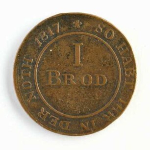 1 Brod Elberfelder Kornverein 1816 /1817