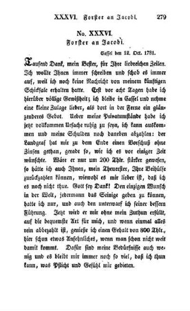 No. XXXVI. Forster an Jacobi