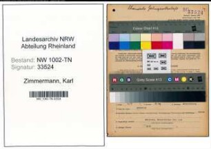 Entnazifizierung Karl Zimmermann , geb. 30.10.1896 (Aufseher)