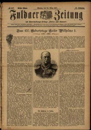 Erste Ausgabe vom Montag, den 22. März 1897.
