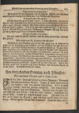 Am vierzehenden Sonntag nach Pfingsten / Evangelium Matth. am. 6. Cap. v. 22.