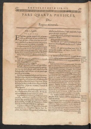 Pars Quarta Physices, De Regno minerali.