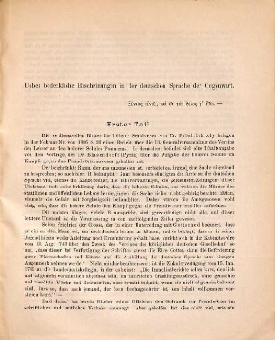 Über bedenkliche Erscheinungen in der deutschen Sprache der Gegenwart