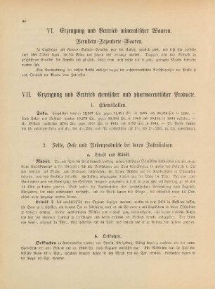 VII. Erzeugung und Vertrieb chemischer und pharmaceutischer Producte.