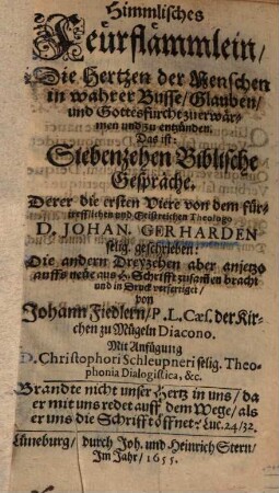 Himmlisches Feurflämmlein ... d. i. 17 biblische Gespräche