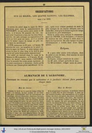 Almanach de l'Agronome.