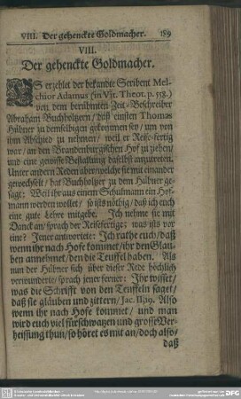 VIII. Der gehenckte Goldmacher