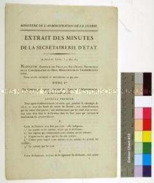 Verordnung von Napoleon I. Kaiser von Frankreich betreffend die aus dem Armee-Etat an Beamte gezahlten Geldbeträge