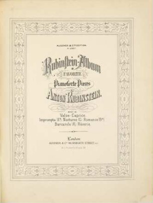 Album : favorite pianoforte pieces, Vol. 3. Valse-Caprice. Impromptu (E.b). Nocturne (G). Romance (B.b). Barcarole (A). Rêverie