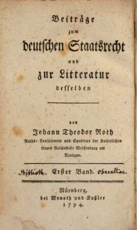 Beyträge zum deutschen Staatsrecht, 1