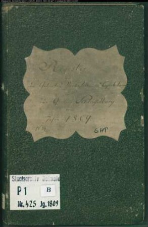 Zivilstandsregister der evangelischen Gemeinde Schlüsselburg, Kreis Minden (GHT 1809). (Gemeinde: Evangelische Gemeinde Schlüsselburg)