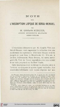 Sér. 3: Note sur l'inscription libyque de Bordj-Menaiel