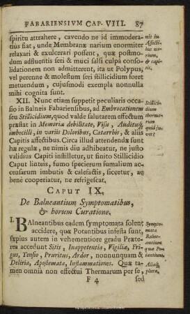 Caput IX. De balneatium Symptomatibus, & horum Curatione