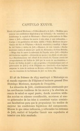 Capítulo XXXVII. Mando del general Moriones. - ...