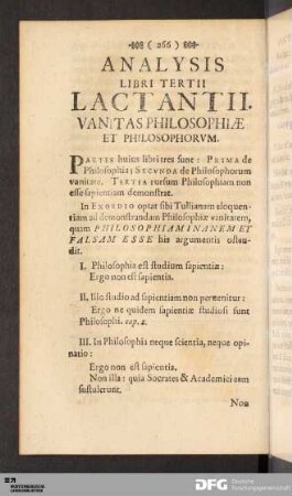 Analysis Libri Tertii Lactantii.