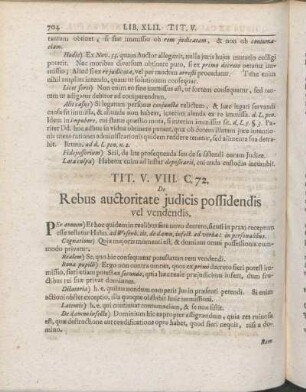 Tit. V. VIII. C. 72. De Rebus auctoritate judicis possidendis vel vendendis.