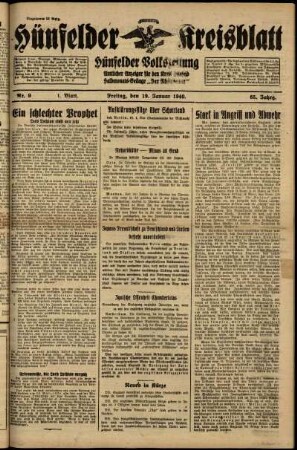 Erste Ausgabe vom Freitag, den 19. Januar 1940.