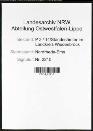 Sterberegister Standesamt Nordrheda-Ems