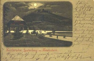 Postkartenalbum. "Karlsruhe, Lauterberg im Mondschein". Lauterberg mit Schwarzwaldhaus