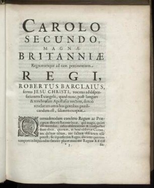 Carolo Secundo, Magnæ Britanniæ [...] Regi [...]