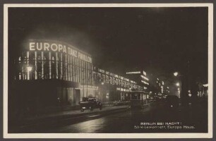 Ansichtskarte „Europahaus“, „Berlin bei Nacht“, Stresemannstraße