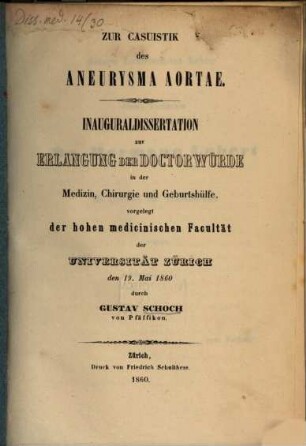 Zur Casuistik des Aneurysma aortae
