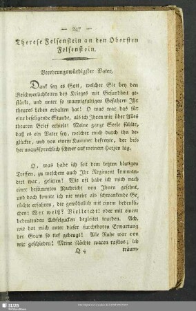 Therese Felsenstein an den Obersten Felsenstein