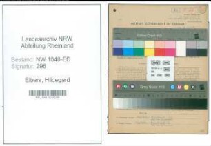 Entnazifizierung Hildegard Elbers , geb. 10.04.1920 (Lehrerin)