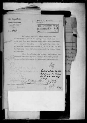 Verlängerung des Kabels Emden - Monrovia nach Lome und Duala durch die Deutsch-Südamerikanische Telegraphengesellschaft, Köln