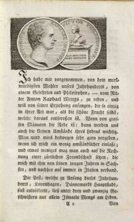 Historische Lobschrift auf dem Ritter Anton Raphael Mengs : nebst einem Verzeichniße seiner Werke