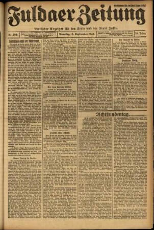 Erste Ausgabe vom Samstag, den 06. September 1924.