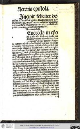 [R]everendo in Christo patri ac domino domino Richardo divina providentia sancte Valentine sedis episcopo...