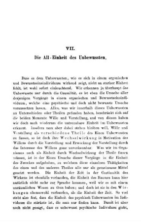 VII. Die All-Einheit des Unbewussten.