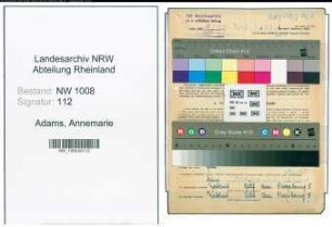 Entnazifizierung Annemarie Adams , geb. 16.02.1916 (Hausgehilfin)