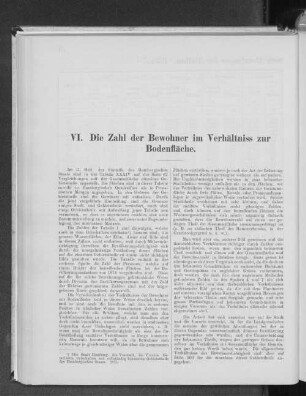 VI. Die Zahl der Bewohner im Verhältniss zur Bodenfläche.