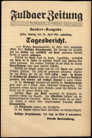 Ausgabe vom Samstag, den 24. April 1915.
