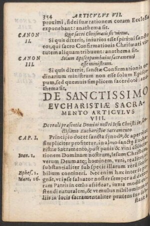 De Sanctissimo Eucharistiae Sacramento Articulus VIII.