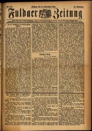 Ausgabe vom Freitag, den 14. September 1894.