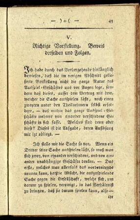 V. Richtige Vorstellung. Beweis derselben und Folgen.
