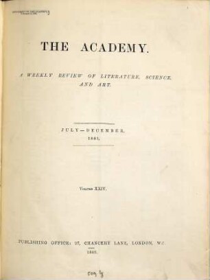 The academy. 24. 1883