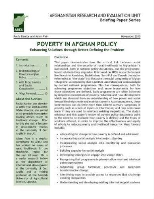 Poverty in Afghan policy : enhancing solutions through better defining the problem