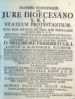 Diatriba Inauguralis De Jure Dioecesano S. R. I. Statuum Protestantium